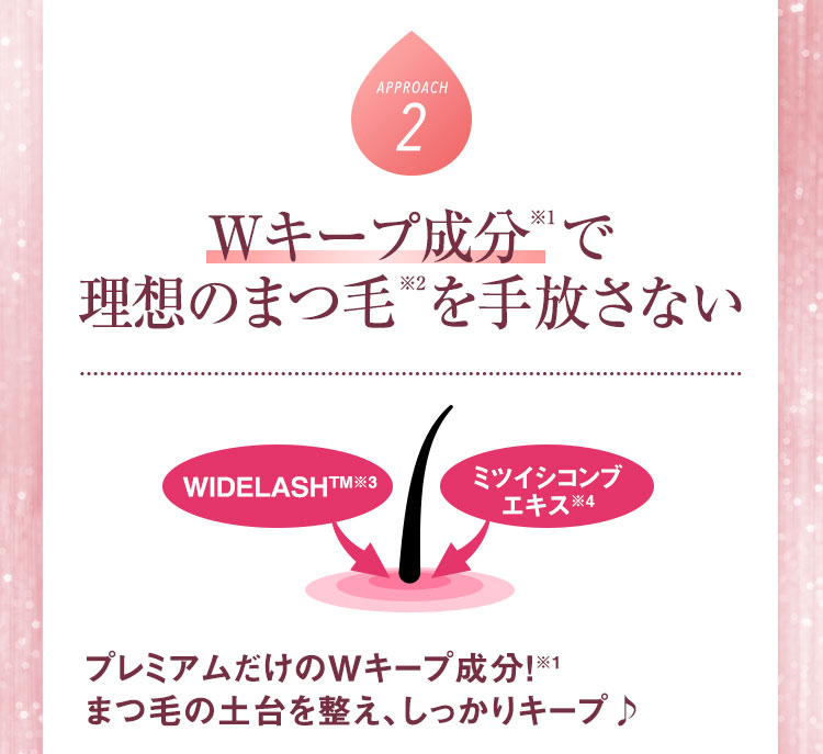 Wキープ成分※1で理想のまつ毛※2を手放さない