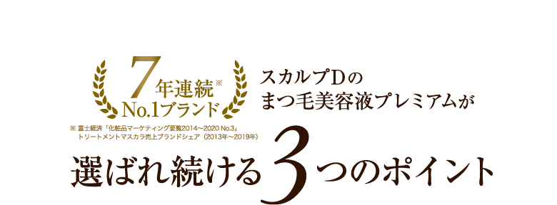 5年連続NO.1ブランド スカルプDのまつ毛美容液プレミアムが選ばれ続ける3つのポイント