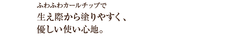 ふわふわカールチップで生え際から塗りやすく、優しい使い心地。