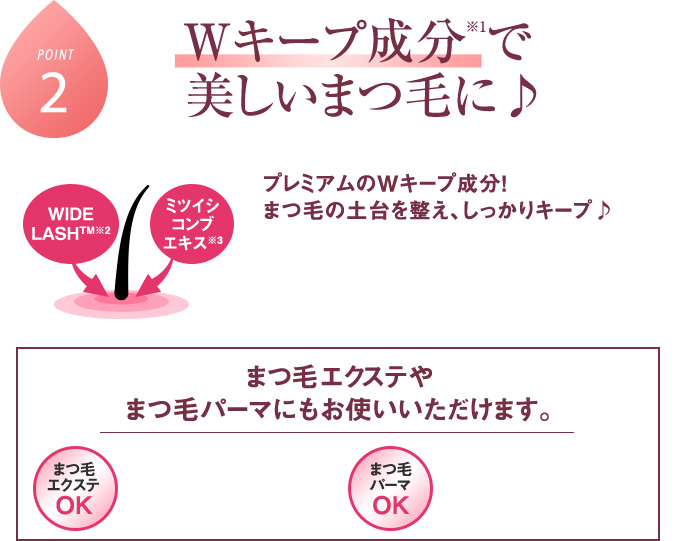 Wキープ成分※1で美しいまつ毛に♪