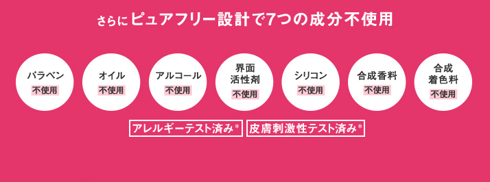 さらにピュアフリー設計で7つの成分不使用