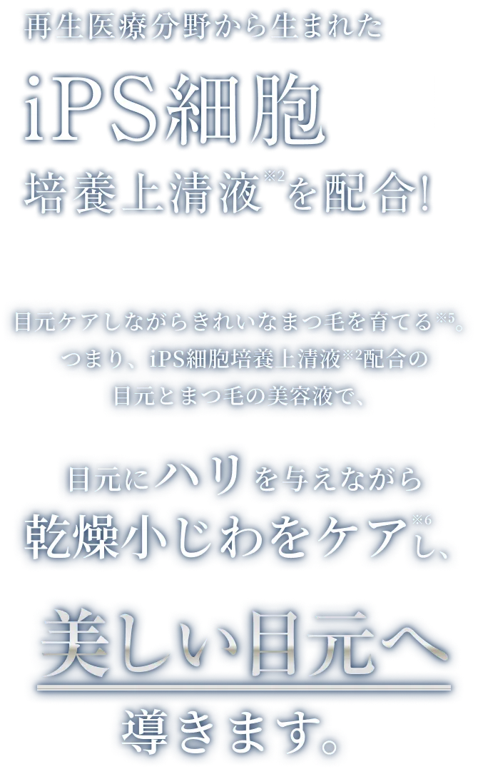 再生医療分野から生まれたiPS細胞培養上清液を配合！